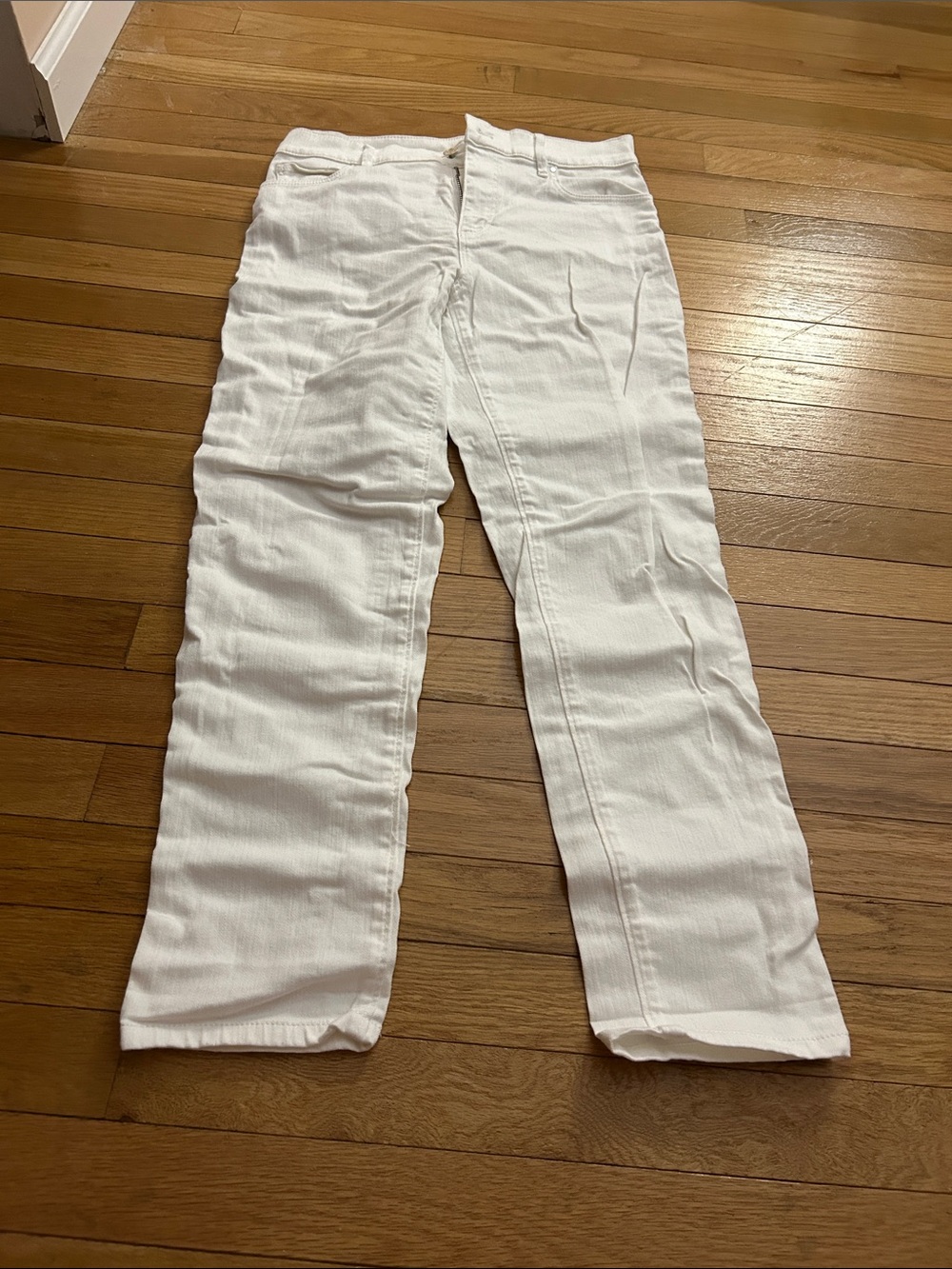 Ann Taylor White Straight-Leg Jeans